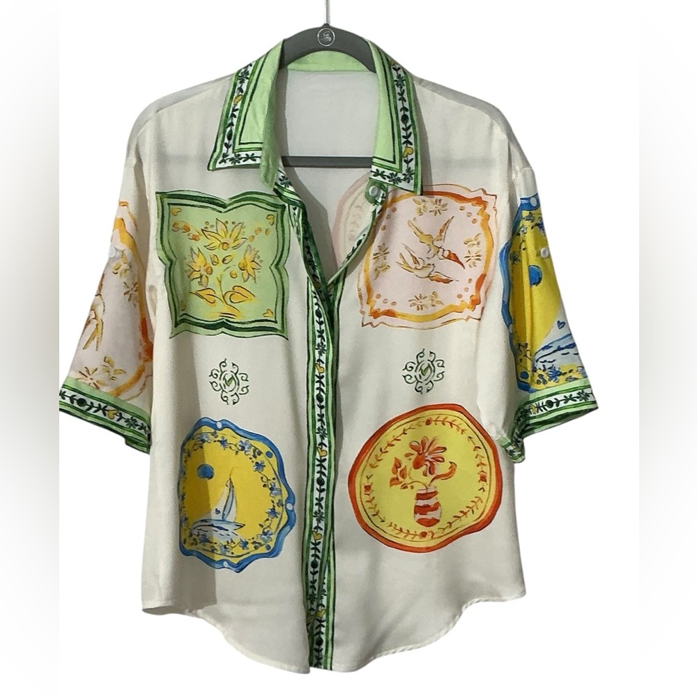 Mediterranean Medallion 2 Piece Short Set S $100 Retail NWOT - Picture 2 of 15